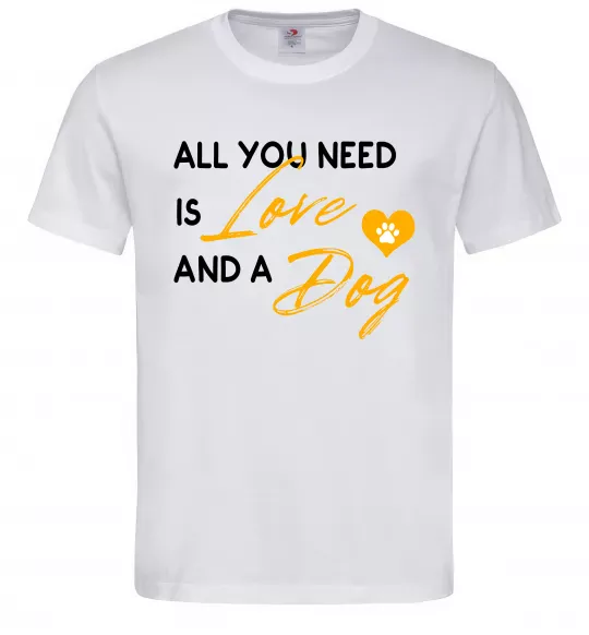 Чоловіча футболка All you need is love and dog Білий фото