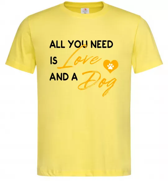 Чоловіча футболка All you need is love and dog Лимонний фото