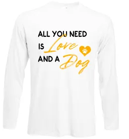 Лонгслив All you need is love and dog Белый фото