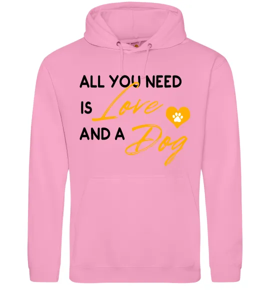 Женская толстовка (худи) All you need is love and dog Розовый фото