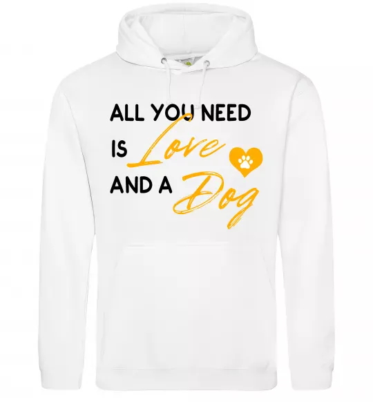 Женская толстовка (худи) All you need is love and dog Белый фото