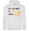 Женская толстовка (худи) All you need is love and dog Серый меланж фото