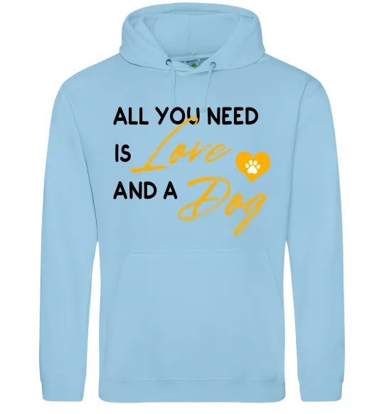 Женская толстовка (худи) All you need is love and dog Голубой фото