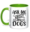Чашка з кольоровою ручкою Ask me about my dogs Зелений фото