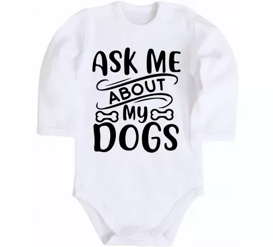 Детский боди Ask me about my dogs Белый фото