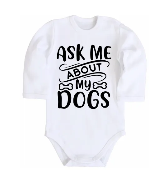 Детский боди Ask me about my dogs Белый фото