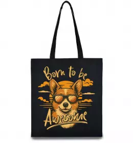 Эко-сумка Corgi born to be awesome Черный фото