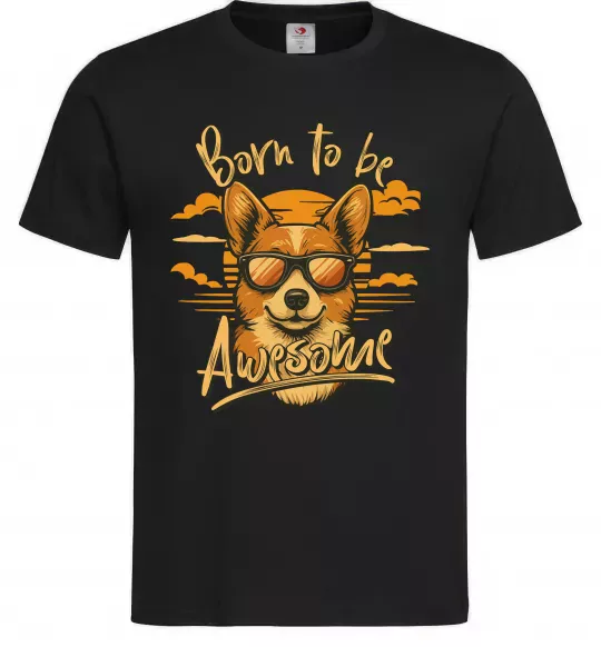 Чоловіча футболка Corgi born to be awesome Чорний фото