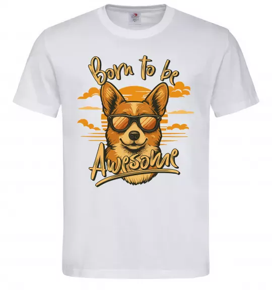 Чоловіча футболка Corgi born to be awesome Білий фото