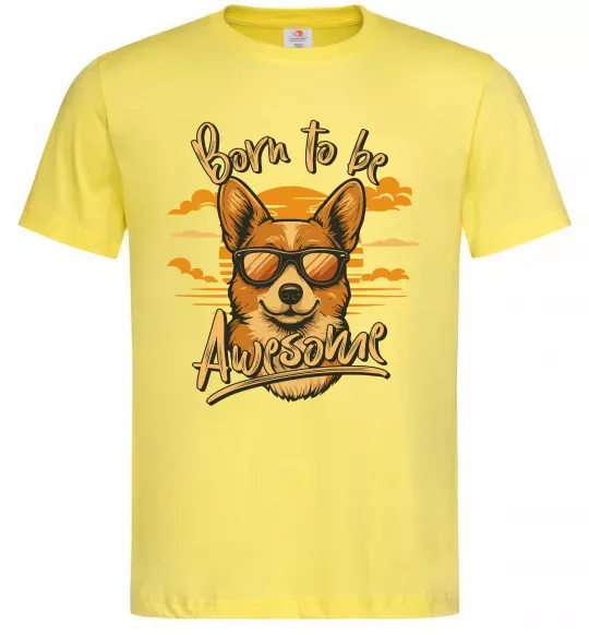 Чоловіча футболка Corgi born to be awesome Лимонний фото