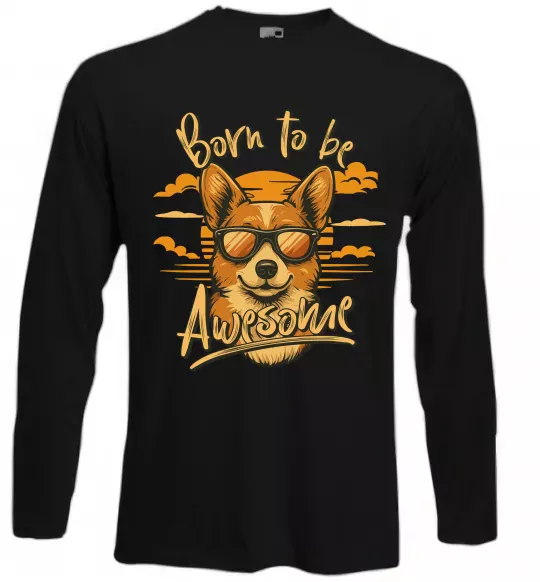 Лонгслив Corgi born to be awesome Черный фото