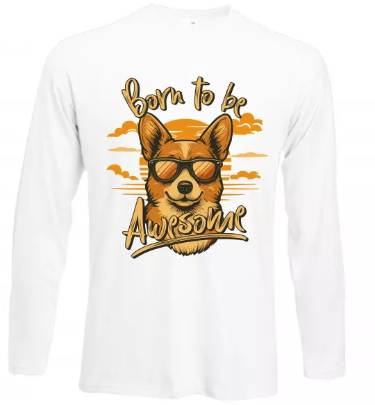 Лонгслив Corgi born to be awesome Белый фото
