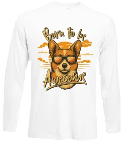 Лонгслив Corgi born to be awesome Белый фото