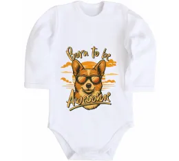 Детский боди Corgi born to be awesome Белый фото