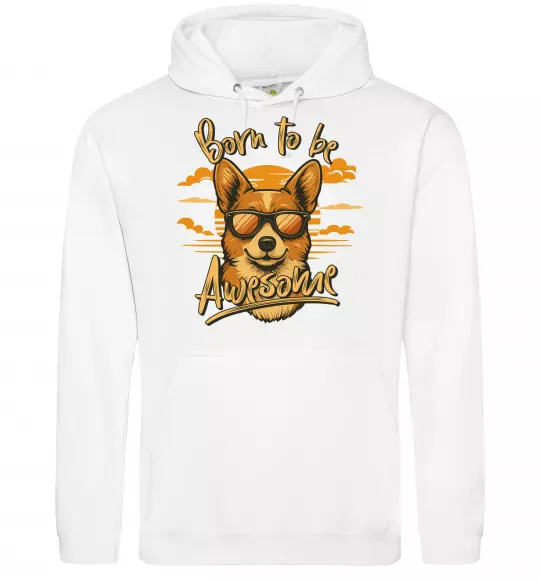 Женская толстовка (худи) Corgi born to be awesome Белый фото