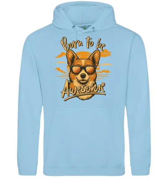 Жіноча толстовка (худі) Corgi born to be awesome Блакитний фото