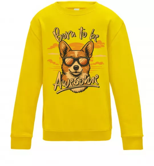 Детский Свитшот Corgi born to be awesome Солнечно желтый фото