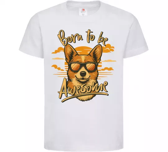Детская футболка Corgi born to be awesome Белый фото