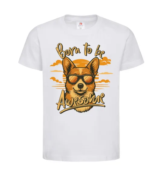 Дитяча футболка Corgi born to be awesome Білий фото