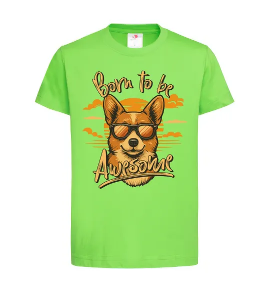 Дитяча футболка Corgi born to be awesome Лаймовий фото
