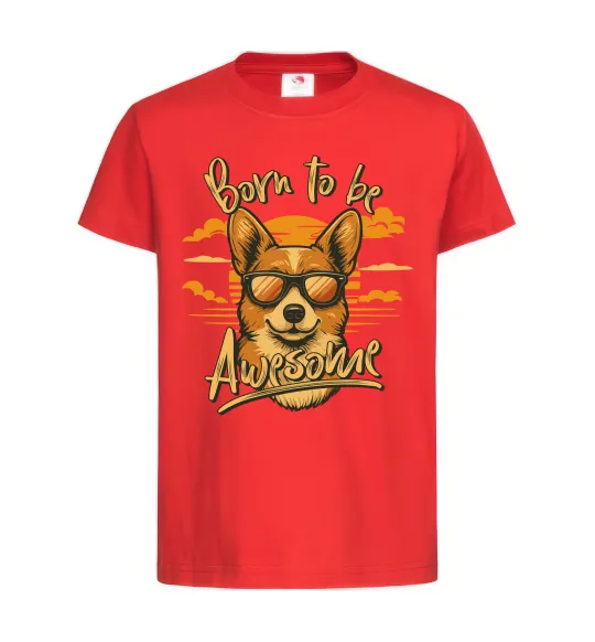 Дитяча футболка Corgi born to be awesome Червоний фото