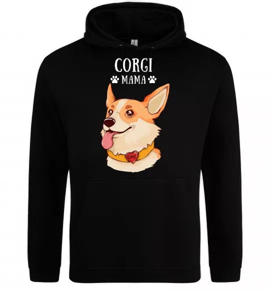 Женская толстовка (худи) Corgi mama Черный фото