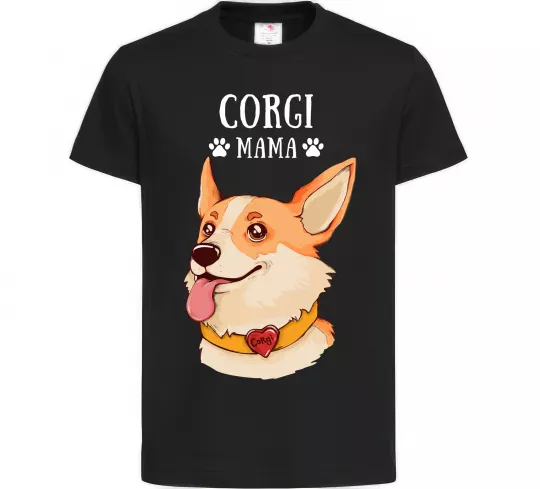 Детская футболка Corgi mama Черный фото