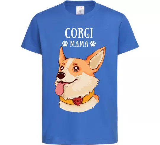Детская футболка Corgi mama Ярко-синий фото