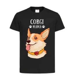 Дитяча футболка Corgi mama Чорний фото