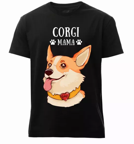 Чоловіча преміум футболка Corgi mama Чорний фото