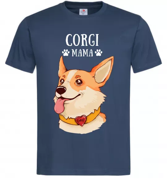 Чоловіча футболка Corgi mama Темно-синій фото
