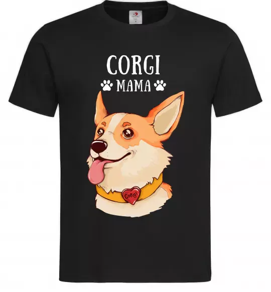Чоловіча футболка Corgi mama Чорний фото