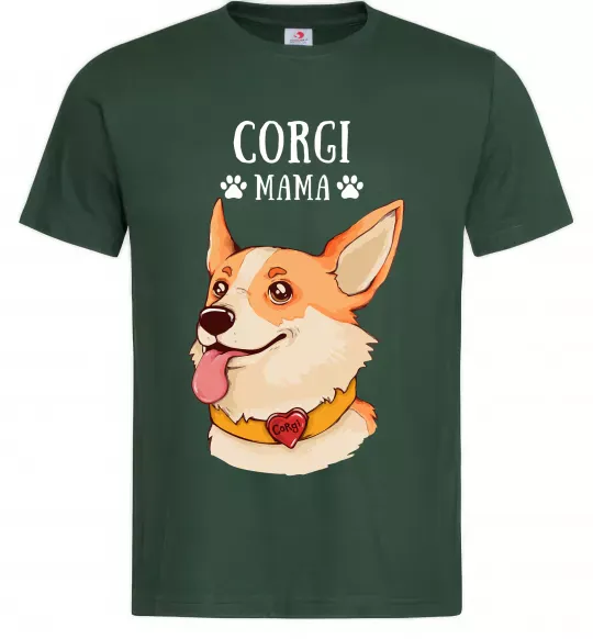 Чоловіча футболка Corgi mama Темно-зелений фото