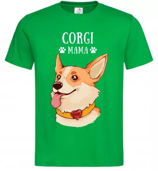 Чоловіча футболка Corgi mama Зелений фото