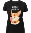 Женская премиум футболка Corgi mama Черный фото