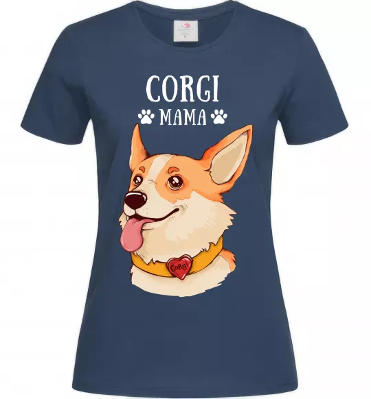 Жіноча футболка Corgi mama Темно-синій фото