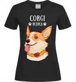 Женская футболка Corgi mama Черный фото