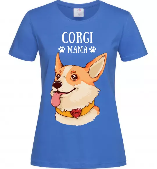 Жіноча футболка Corgi mama Яскраво-синій фото