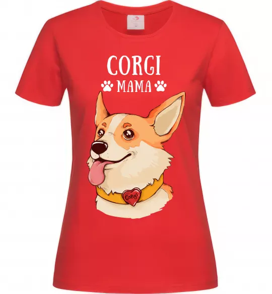 Жіноча футболка Corgi mama Червоний фото