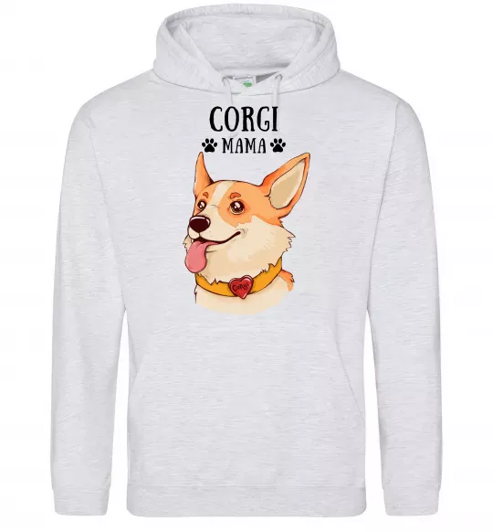 Женская толстовка (худи) Corgi mama Серый меланж фото