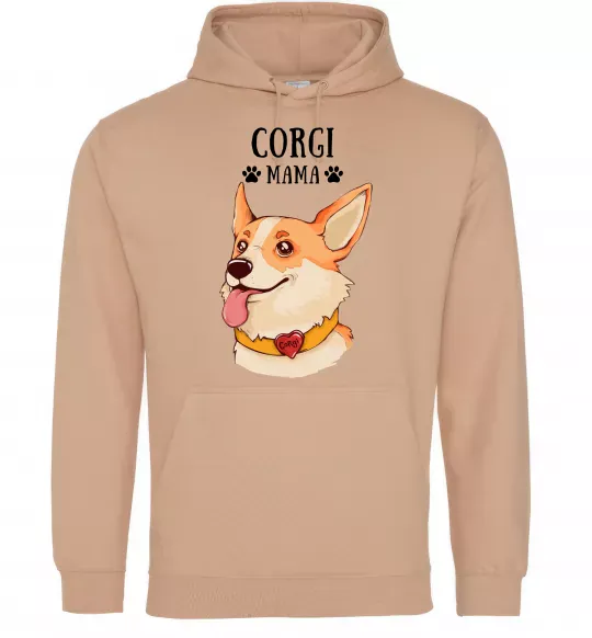 Женская толстовка (худи) Corgi mama Песочный фото