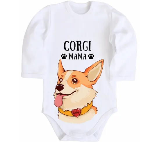 Дитячий бодік Corgi mama Білий фото