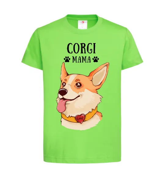 Дитяча футболка Corgi mama Лаймовий фото
