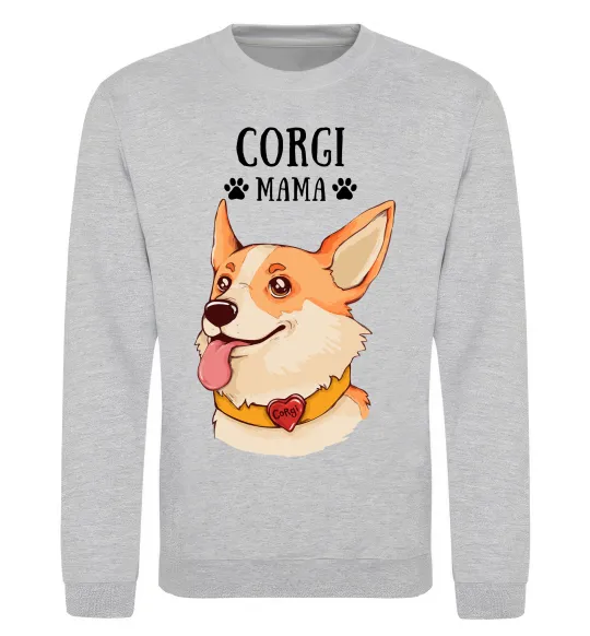 Світшот Corgi mama Сірий меланж фото