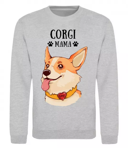 Світшот Corgi mama Сірий меланж фото