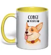 Чашка с цветной ручкой Corgi mama Солнечно желтый фото