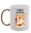 Чашка с цветной ручкой Corgi mama Золото фото