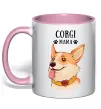 Чашка с цветной ручкой Corgi mama Нежно розовый фото