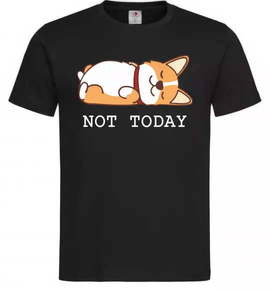 Чоловіча футболка Not today Corgi Чорний фото