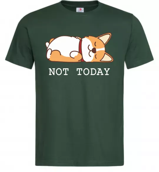 Чоловіча футболка Not today Corgi Темно-зелений фото